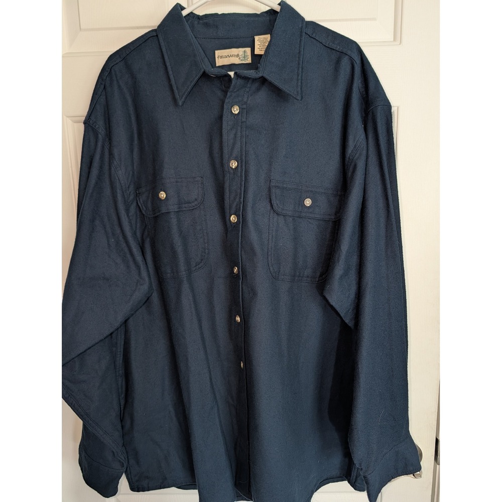 Fieldmaster Men 2XL Navy Cotton Chamois Shirt Gorpcore Utility Workwear Outdoor